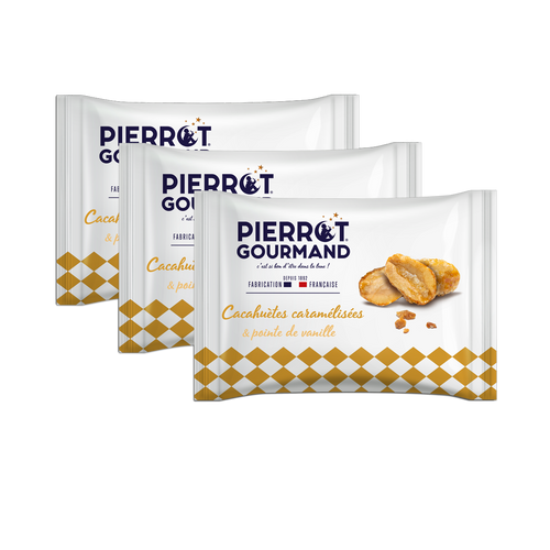 Lot de 3 sachets de cacahuètes caramélisées & pointe de vanille - Pierrot Gourmand - 1