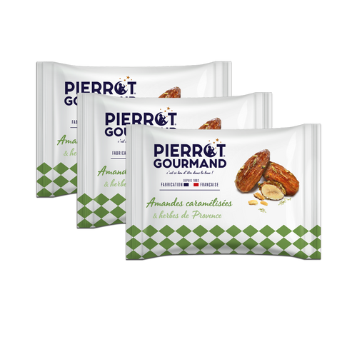 Lot de 3 sachets d'amandes caramélisées & herbes de Provence - Pierrot Gourmand - 1