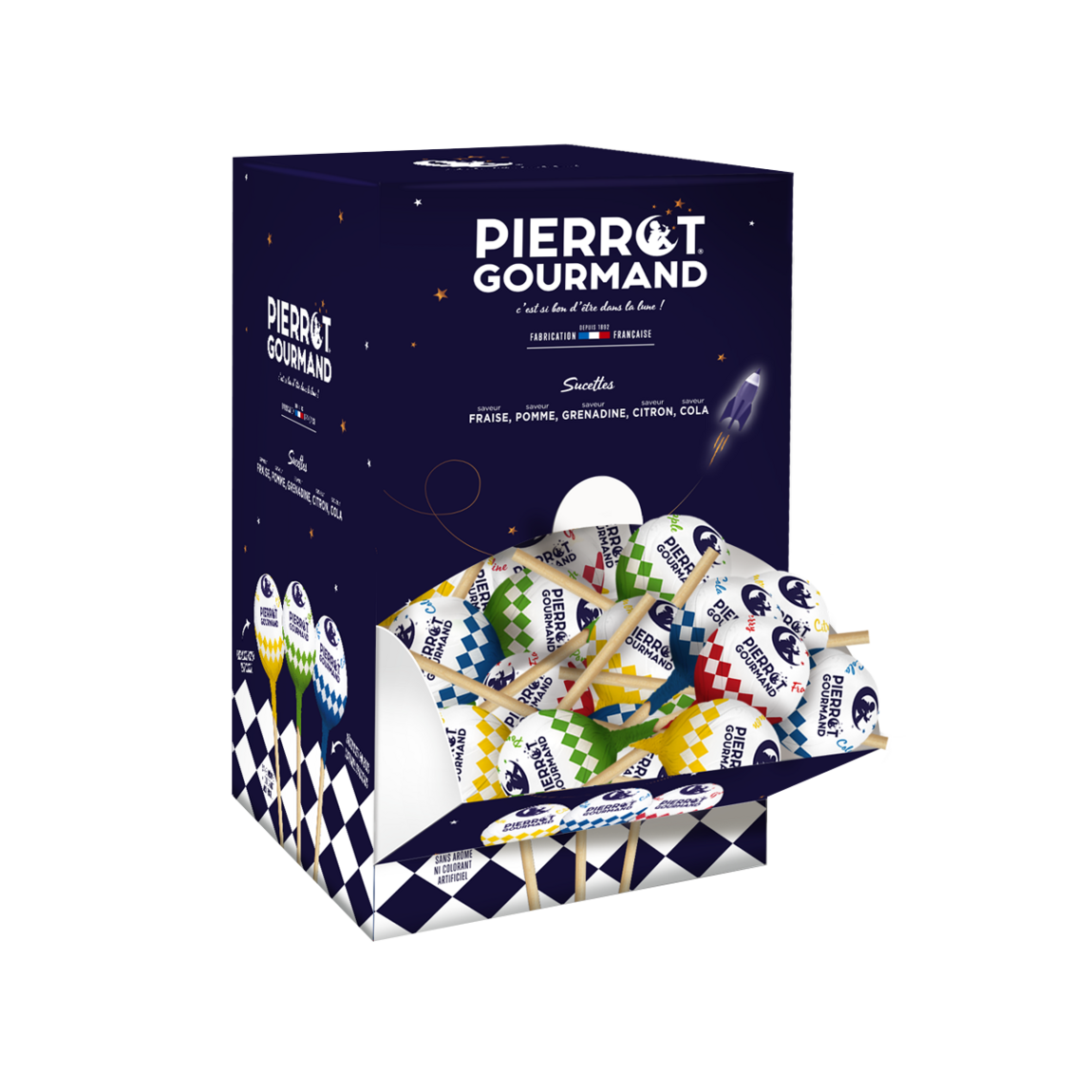 Boite distributrice 100 sucettes assorties - Pierrot Gourmand – Servane  Concept Store